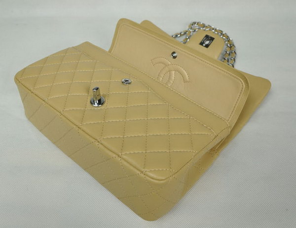 Chanel Classic Flap Bag 1112 Apricot Leather Silver Hardware Chanel Classic Flap Bag 1112 Apricot Leather Silver Hardware