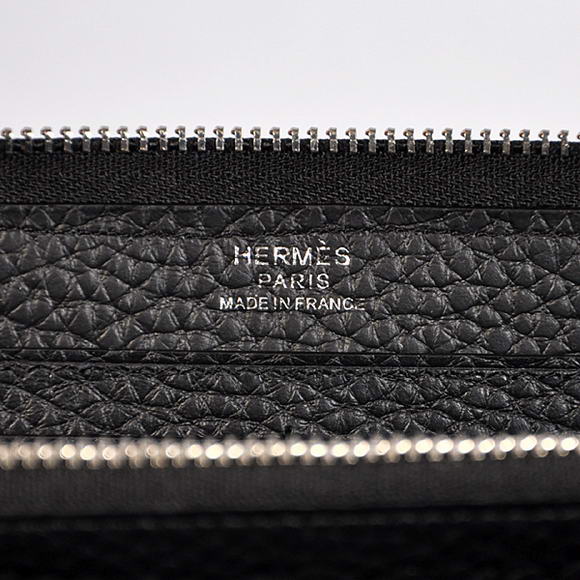Hermes Evelyn Long Wallet Zip Purse A808 Black