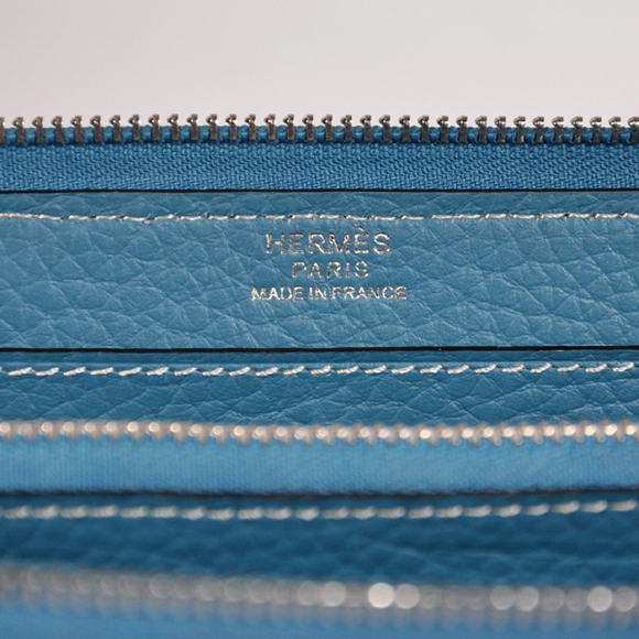 Hermes Evelyn Long Wallet Zip Purse A808 Blue