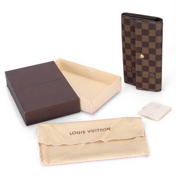 Louis Vuitton Damier Ebene Canvas Sarah Wallet N61734 Louis Vuitton Damier Ebene Canvas Sarah Wallet N61734
