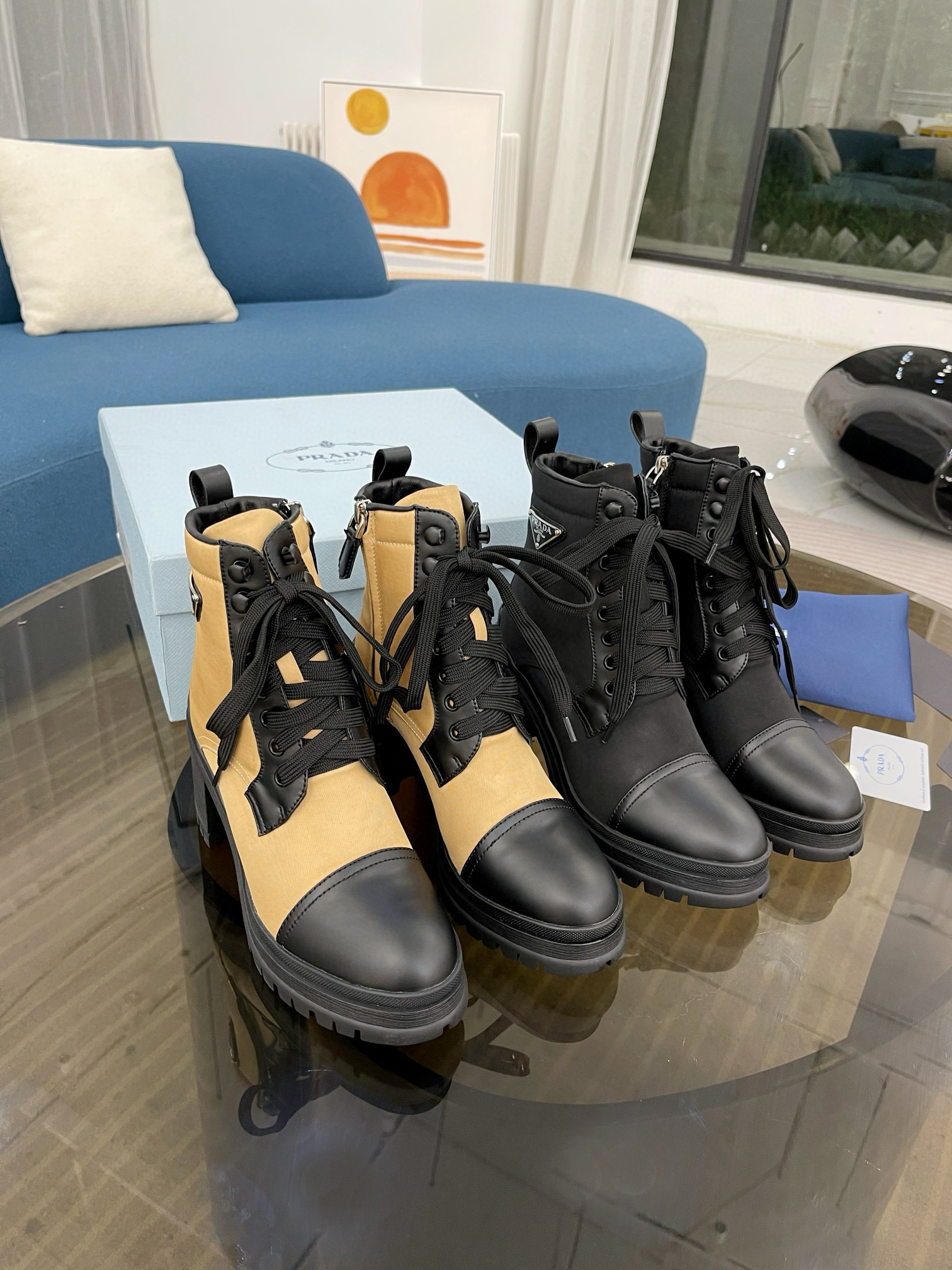 Prada boots heels 7.5CM PD80210 Black 